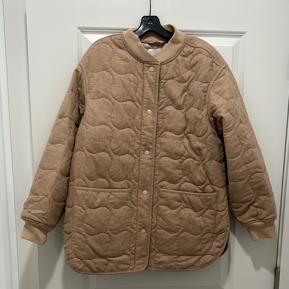 Madewell Beige Oversized Button Quilted Jacket